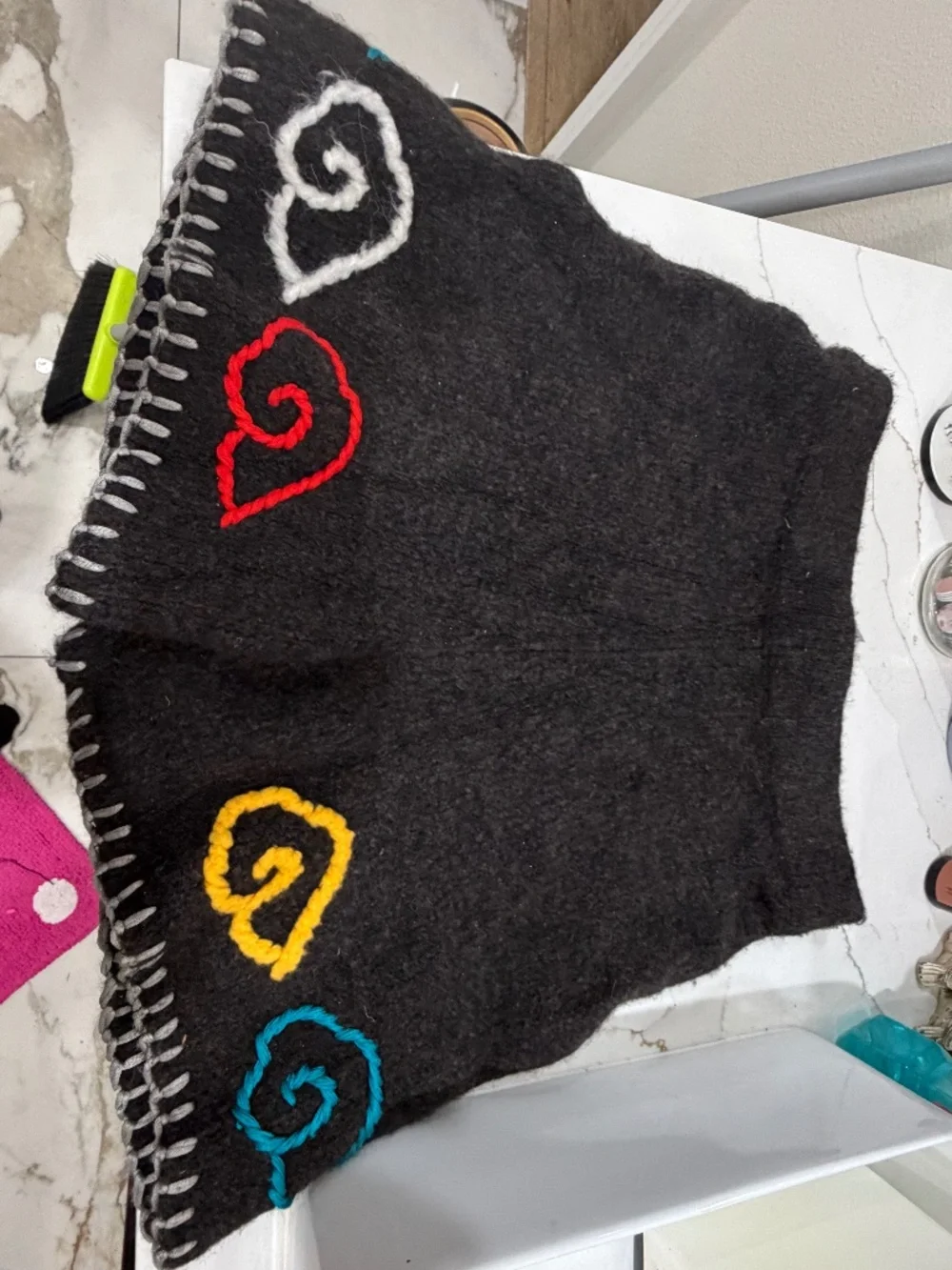 YanYan Knits Charcoal Wool Embroidered Cloud Knit Shorts Size S